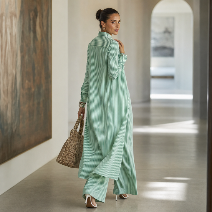 Wearbella – Zestaw koszuli w paski i spodni z szerokimi nogawkami