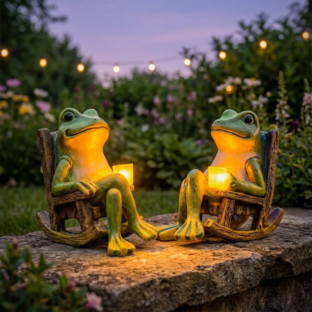 Glowfrog - świecąca żaba ogrodowa w bujanym fotelu