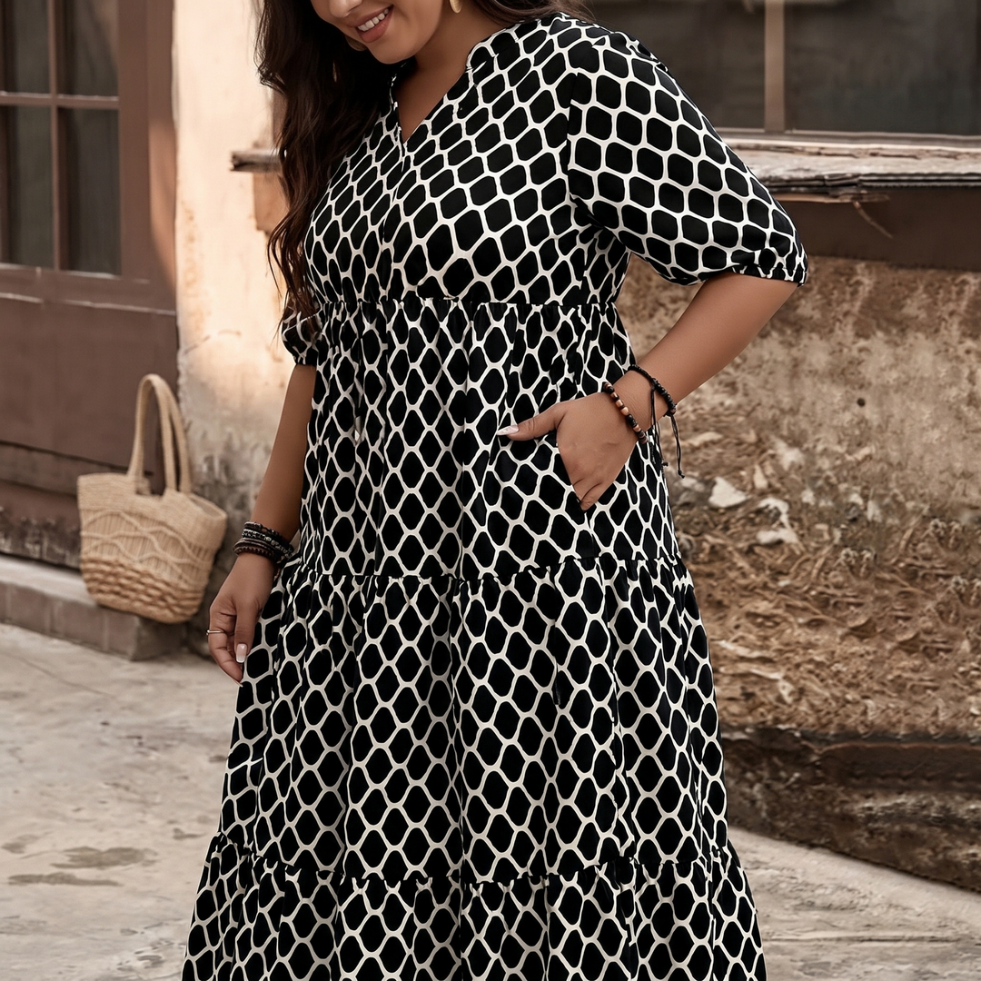 Curvella – Długa Sukienka Boho dla Kobiet z Kieszeniami