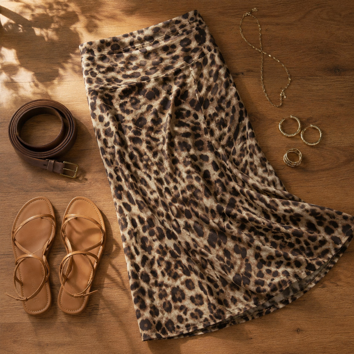 Velora – Spódnica maxi w leopardzie wzorze dla kobiet o krągłych kształtach