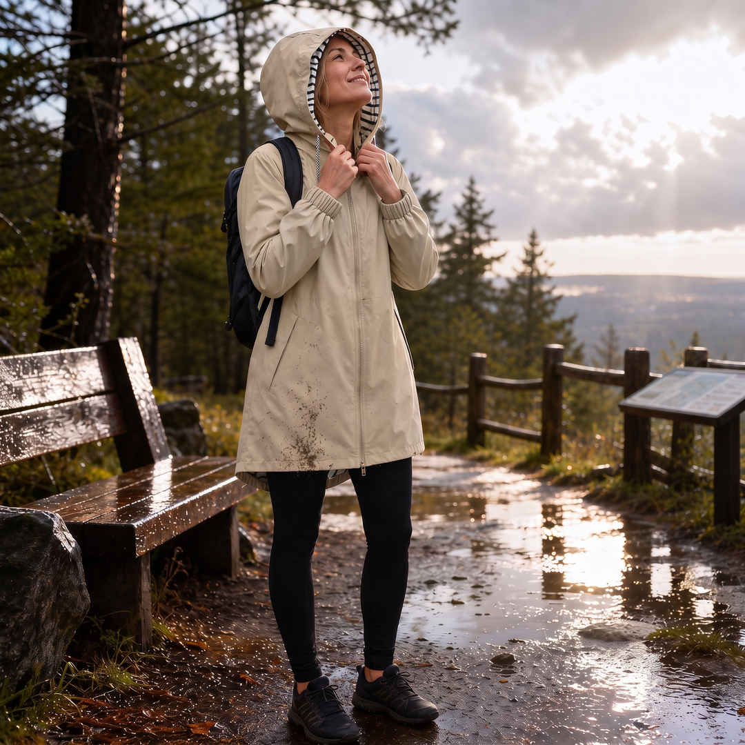 Rainfell – Wodoodporna kurtka przeciwdeszczowa z kapturem, pakowana