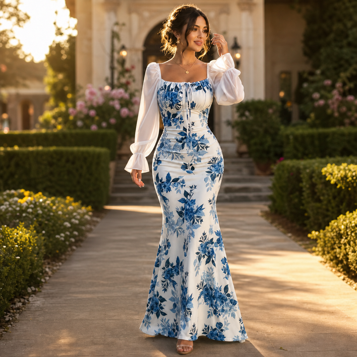 Wearbella – Kwiatowa Sukienka Maxi z Wiązaniem na Przodzie