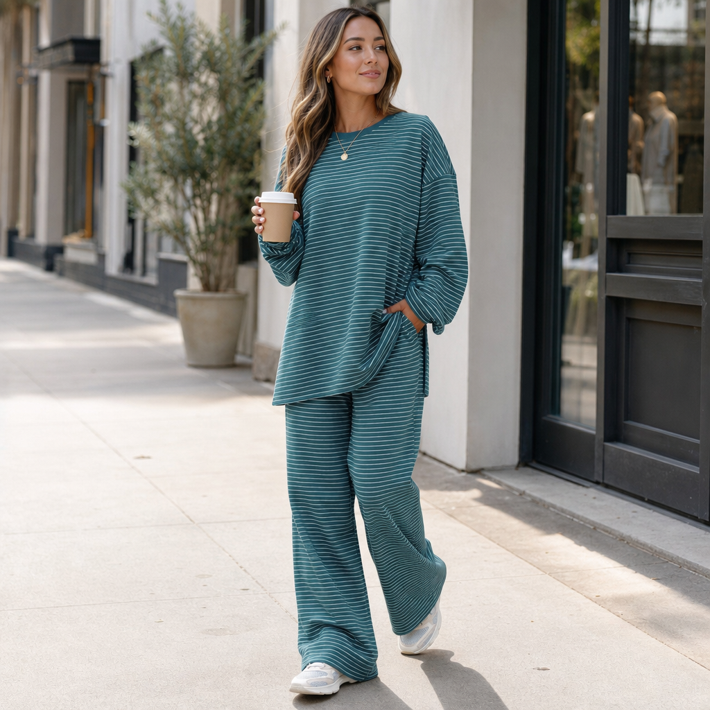 Stripe &amp; Ease – Striped Pullover i Szerokie Spodnie