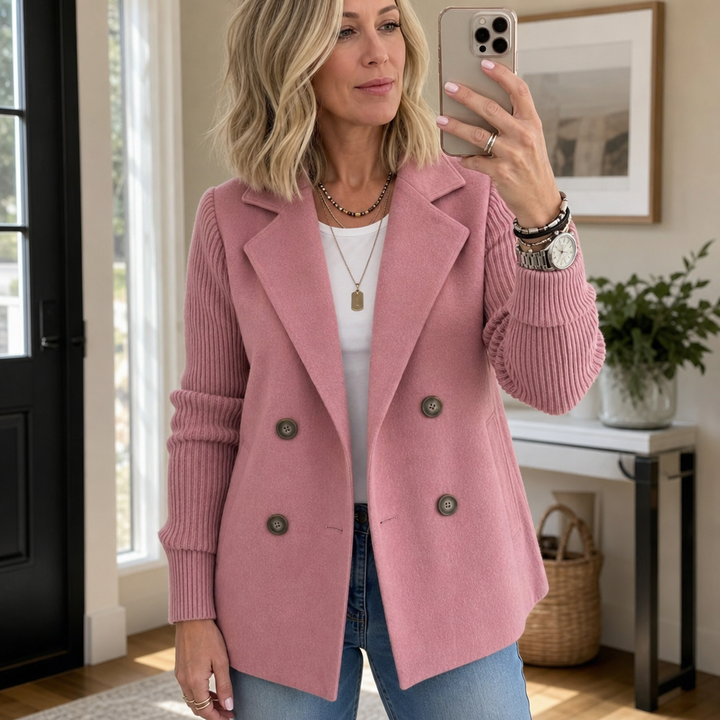Wearbella – Żakiet podwójnie zapinany z dzianinowymi rękawami
