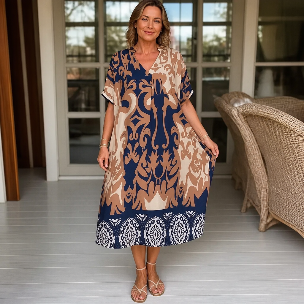 Wearbella – Luźna sukienka midi z dekoltem w kształcie litery V