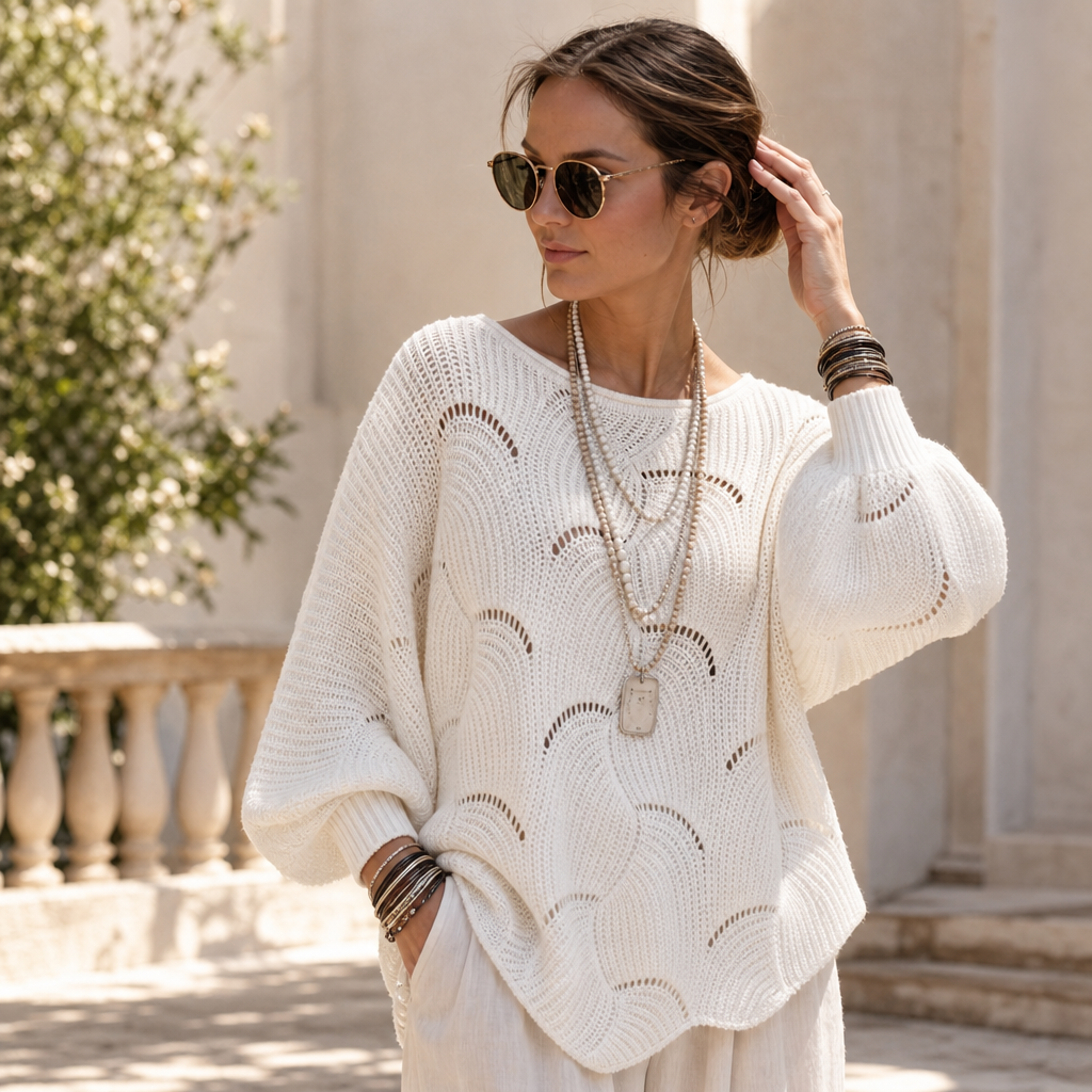 Wearbella – Sweter z Hollow Wave i rękawem Batwing