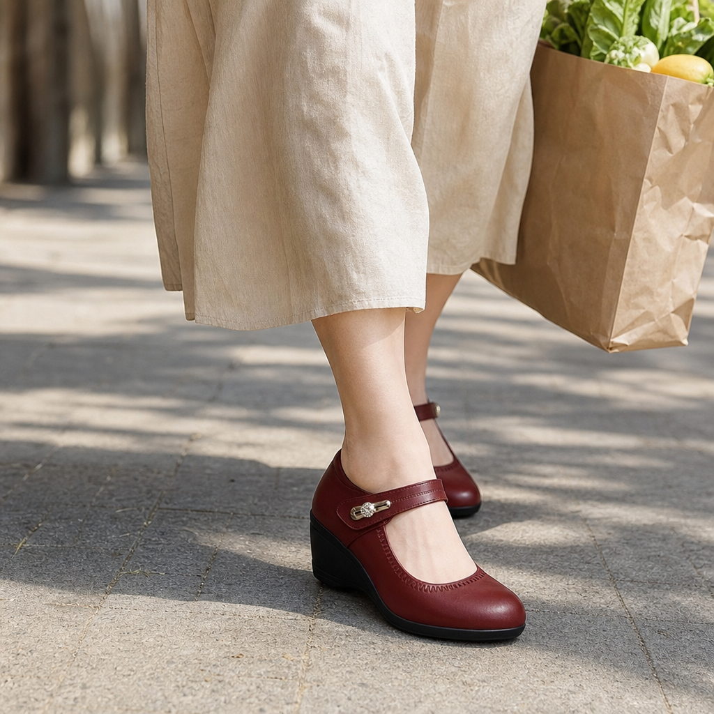 Solvana – Płaskie buty Mary Jane z zapięciem na pasek