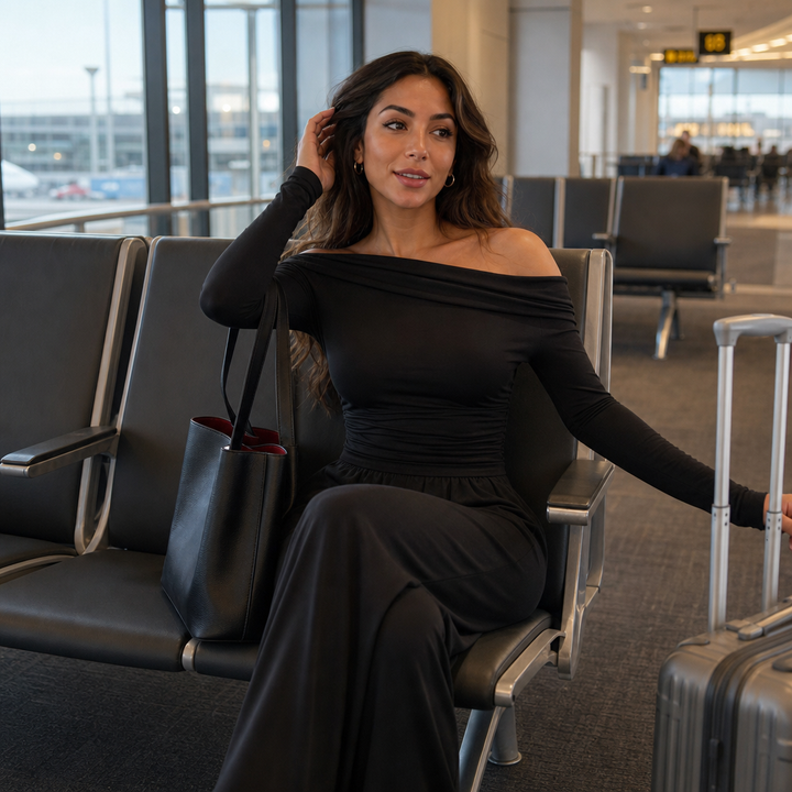 Wearbella – Kombinezon z odkrytymi ramionami i szerokimi nogawkami