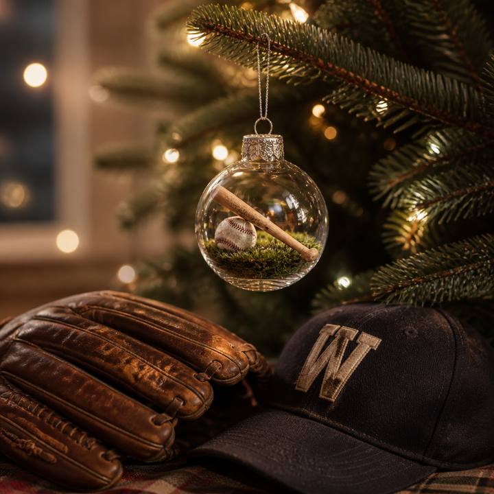 Seasonkeep – Szklana bombka akrylowa na Boże Narodzenie z motywem baseballowym (2 szt.)