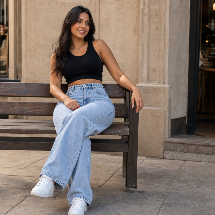 Vela Denim – Jeansy o wysokim stanie i prostych nogawkach