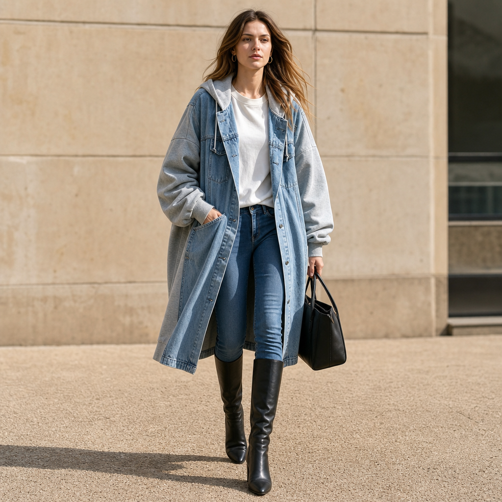 Denimova – Kurtka z kapturem w stylu washed denim
