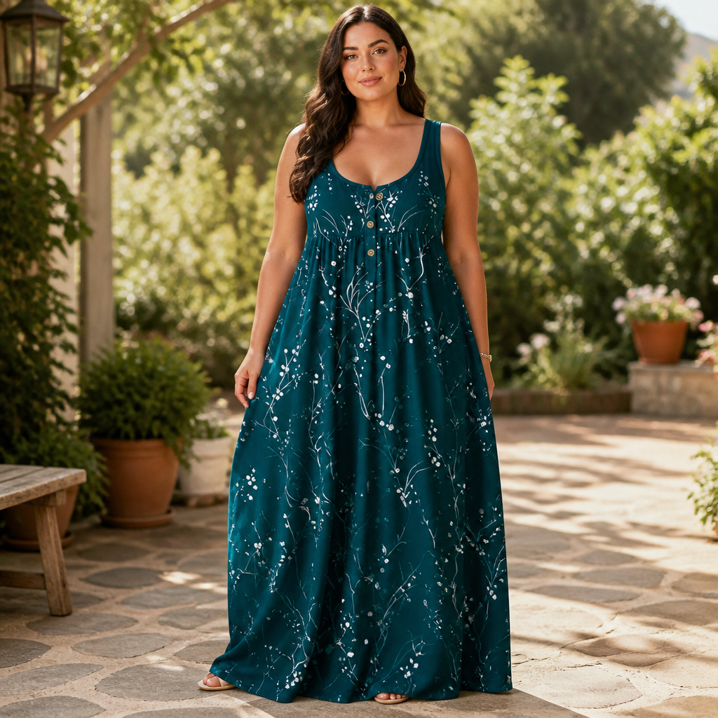 Stillwear – Sukienka Maxi, która opada, nigdy się nie przylega