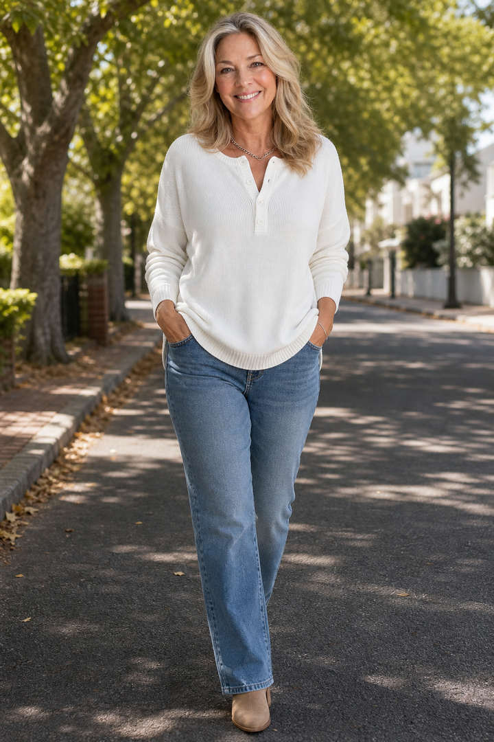 Wearbella – Sweter z dekoltem w serek i guzikami