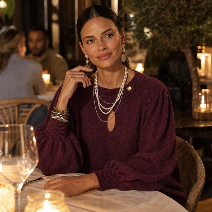 Wearbella – Sweter z wycięciem w kształcie łzy i rękawami lampionowymi