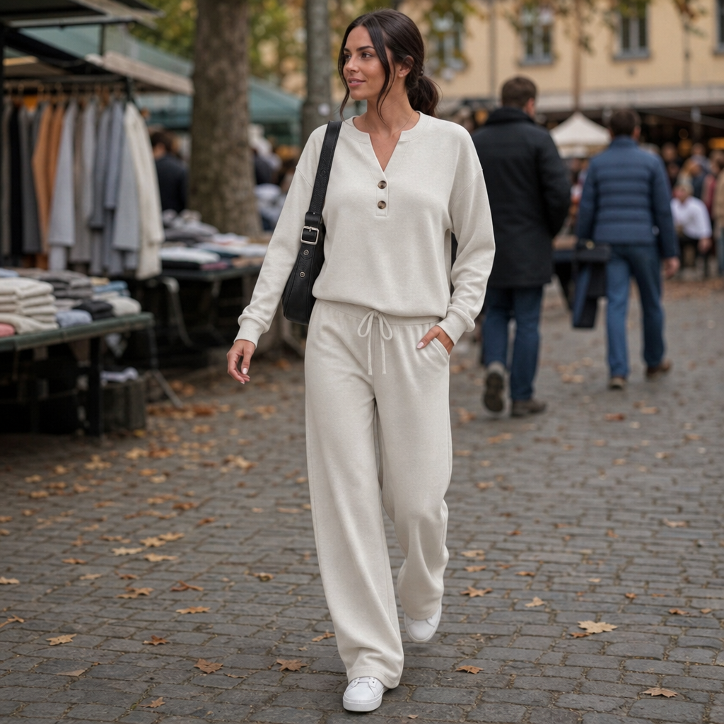 Wearlyn – Komplet dwu-elementowy z szerokimi nogawkami Henley