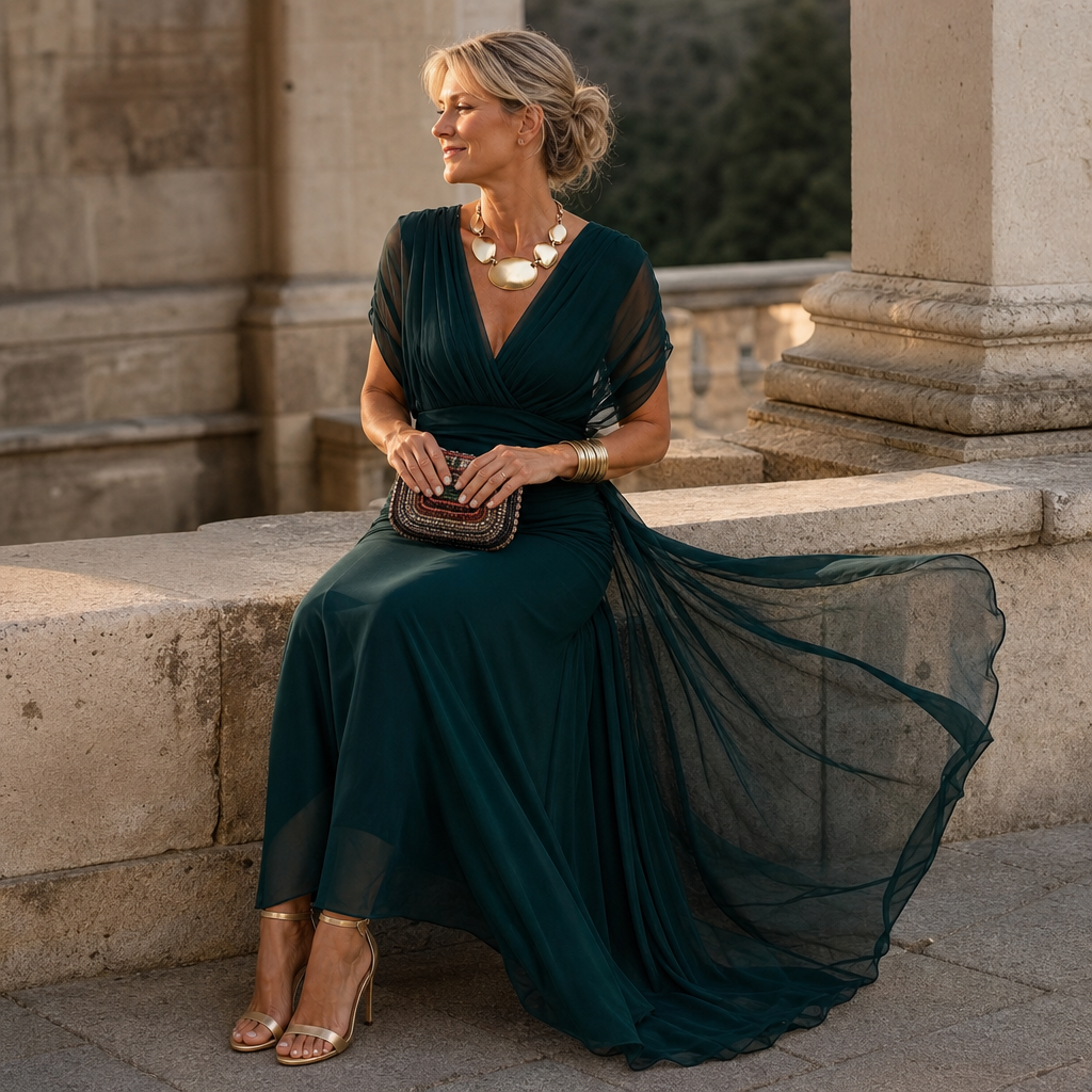 Veloura – Sukienka maxi w stylu syrenki z odkrytymi ramionami