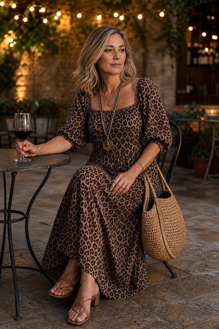 Wearbella – Sukienka Maxi w Lwa w Kolorze Kawy