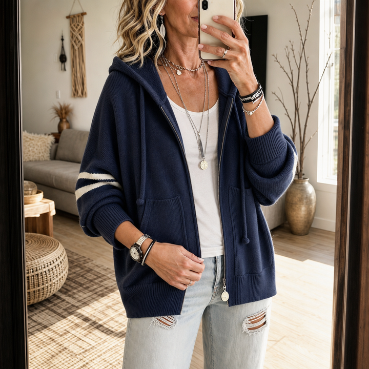 Wearbella – Bluza z kapturem z opadającymi ramionami i zamkiem błyskawicznym