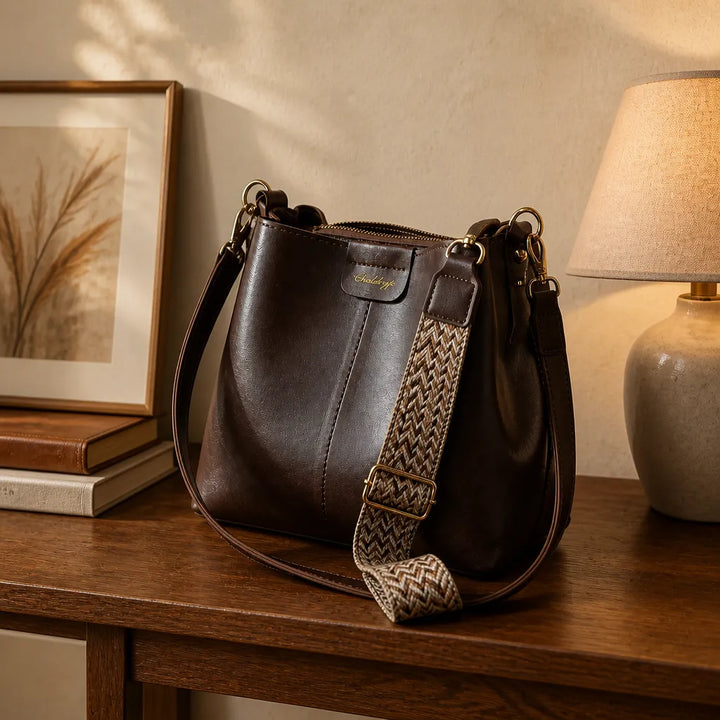 Bellora – Vintage Bucket Shoulder Bag z Plecionym Paskiem