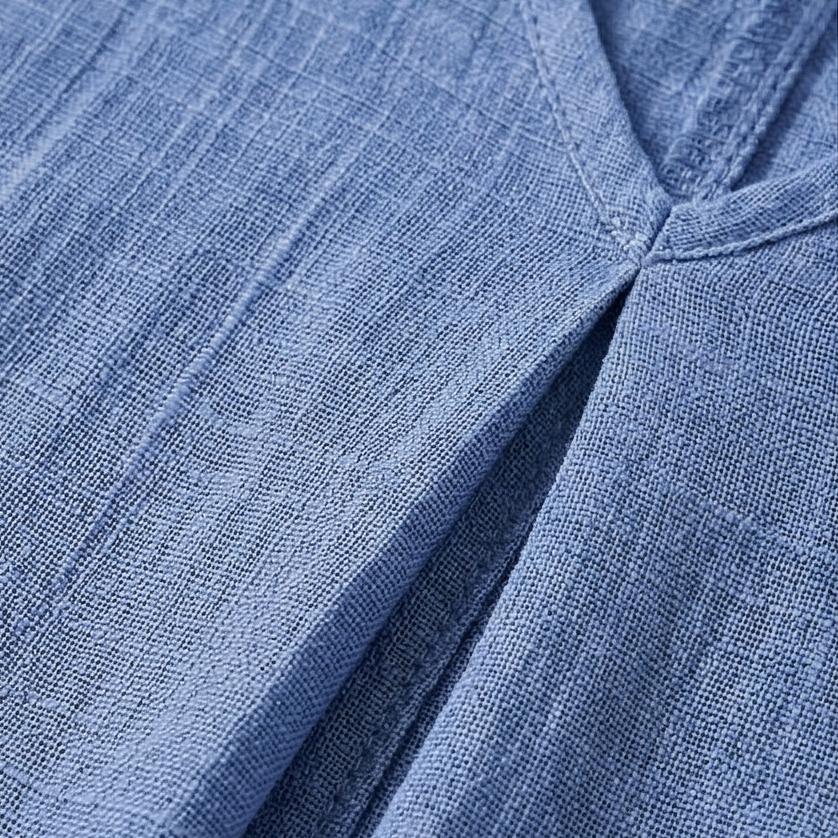 Linara – Sukienka V-Neck z Bawełny i Lnu dla Kobiet