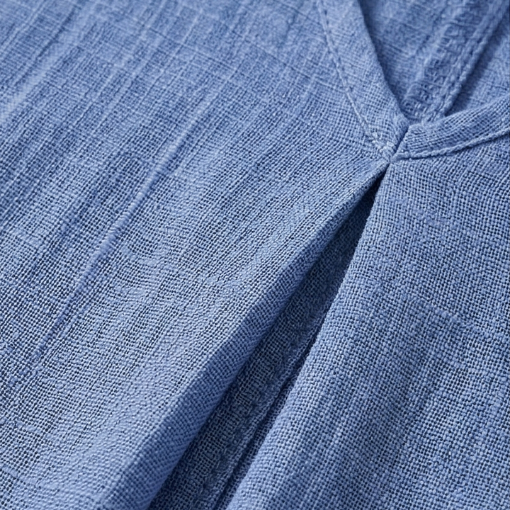 Linara – Sukienka V-Neck z Bawełny i Lnu dla Kobiet