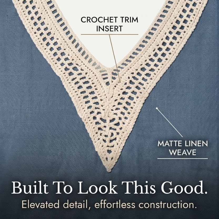 Linora – Damski zestaw dwóch części z szydełkowym dekoltem w serek