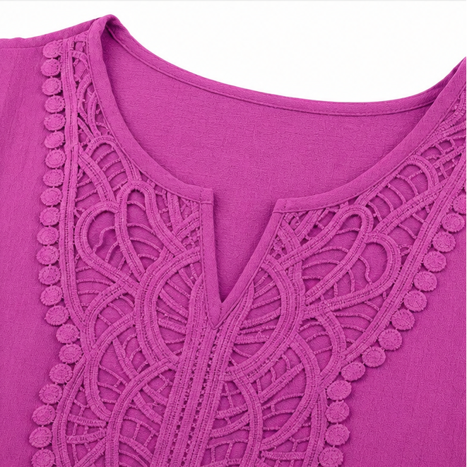 Loravie – Boho Sukienka T-Shirt z Koronkowym Fartuszkiem w Stylu A