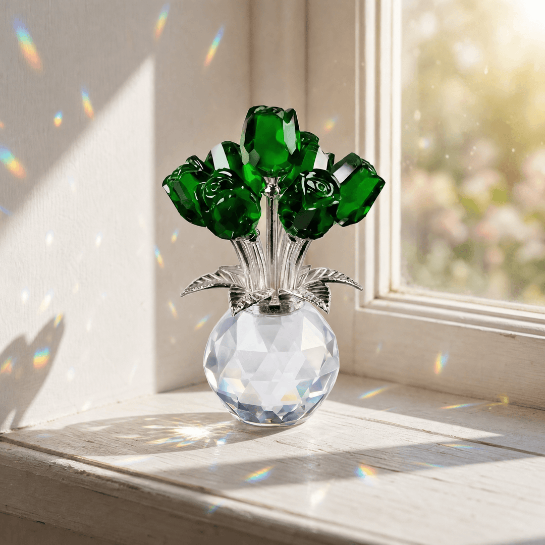 Lumirose – Bukiet Kryształowych Róż z Wazonem