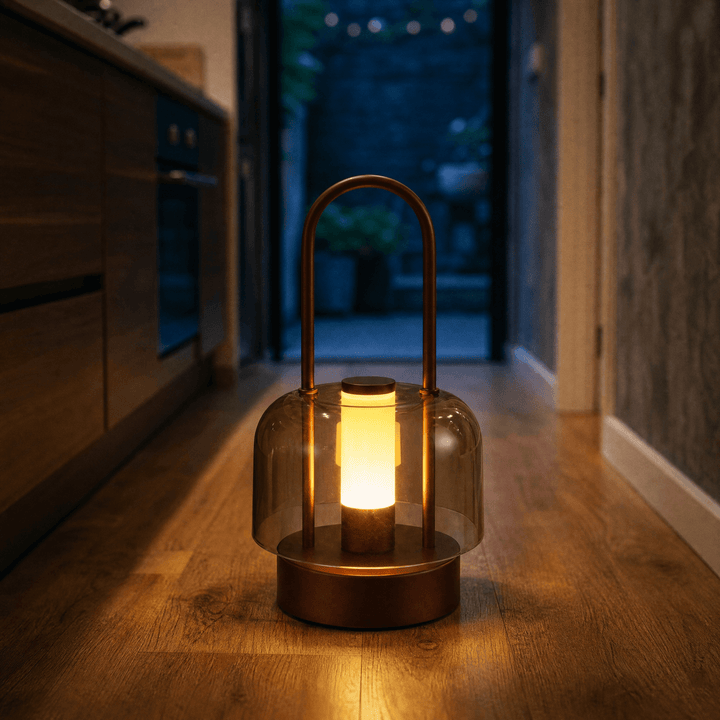 Lumora – Ładowana Lampa LED w Dymnym Kloszu