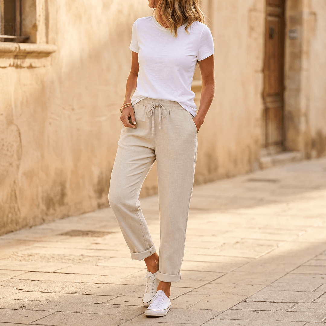 Lunara – Letnie spodnie damskie w lekkim lnianym stylu