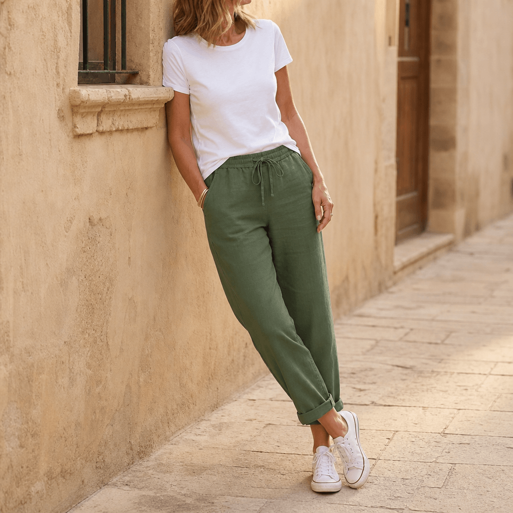 Lunara – Letnie spodnie damskie w lekkim lnianym stylu