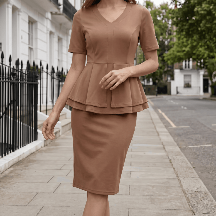 Lunavia – Elegancki zestaw peplum w kolorze blokowym dla kobiet