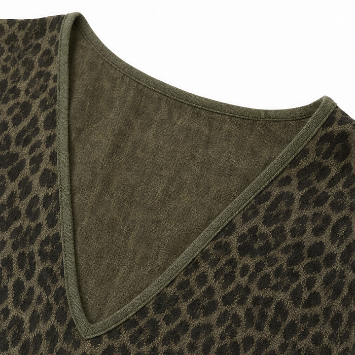 Marenza – Boho Maxi Sukienka z Leopardowym Gorsetem, Skirt z Kolorowymi Blokami, Dekolt w Serek