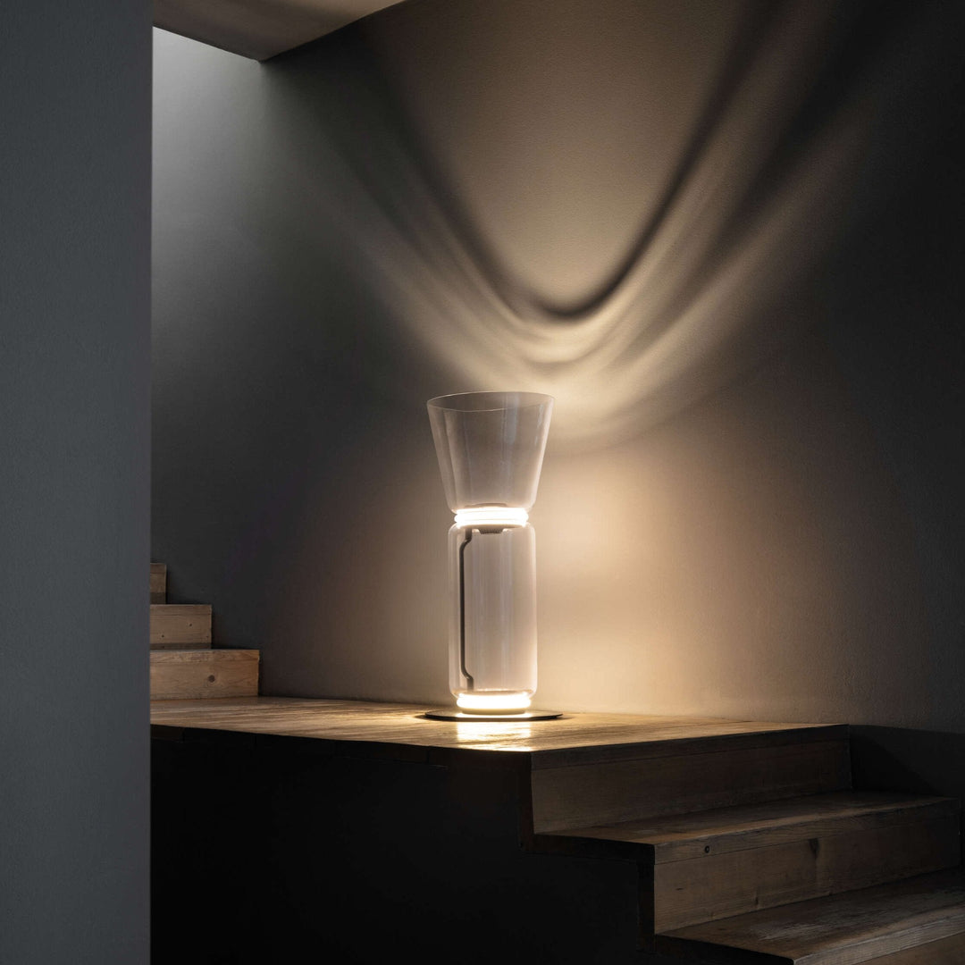 Lampa podłogowa z bambusa i szkła