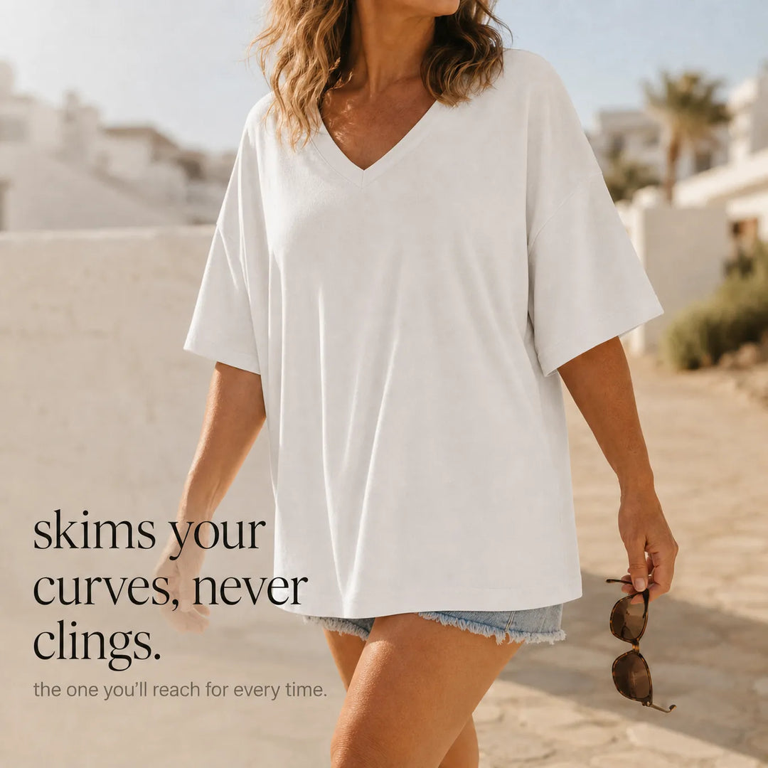 Vivelyn – Oversized T-shirt z dekoltem w serek