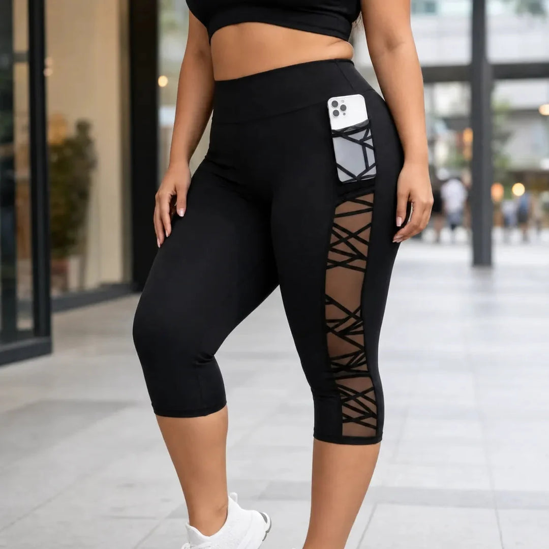 Flexora – Legginsy Capri z wysokim stanem i siateczkowymi bocznymi panelami z kieszenią na telefon