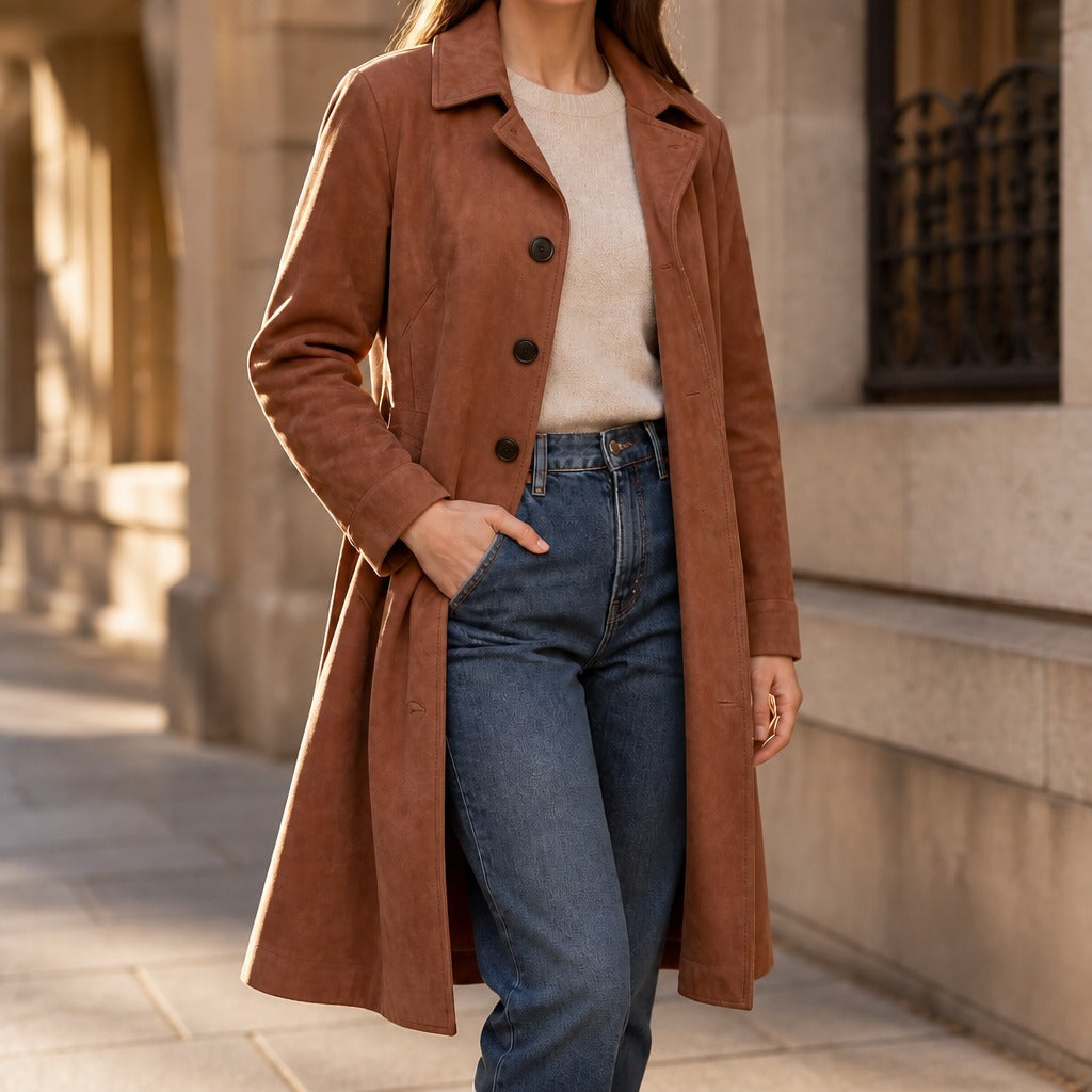 Draperie – Suede Trench, Który Porusza Się Razem z Tobą, a Nie Wokół Ciebie