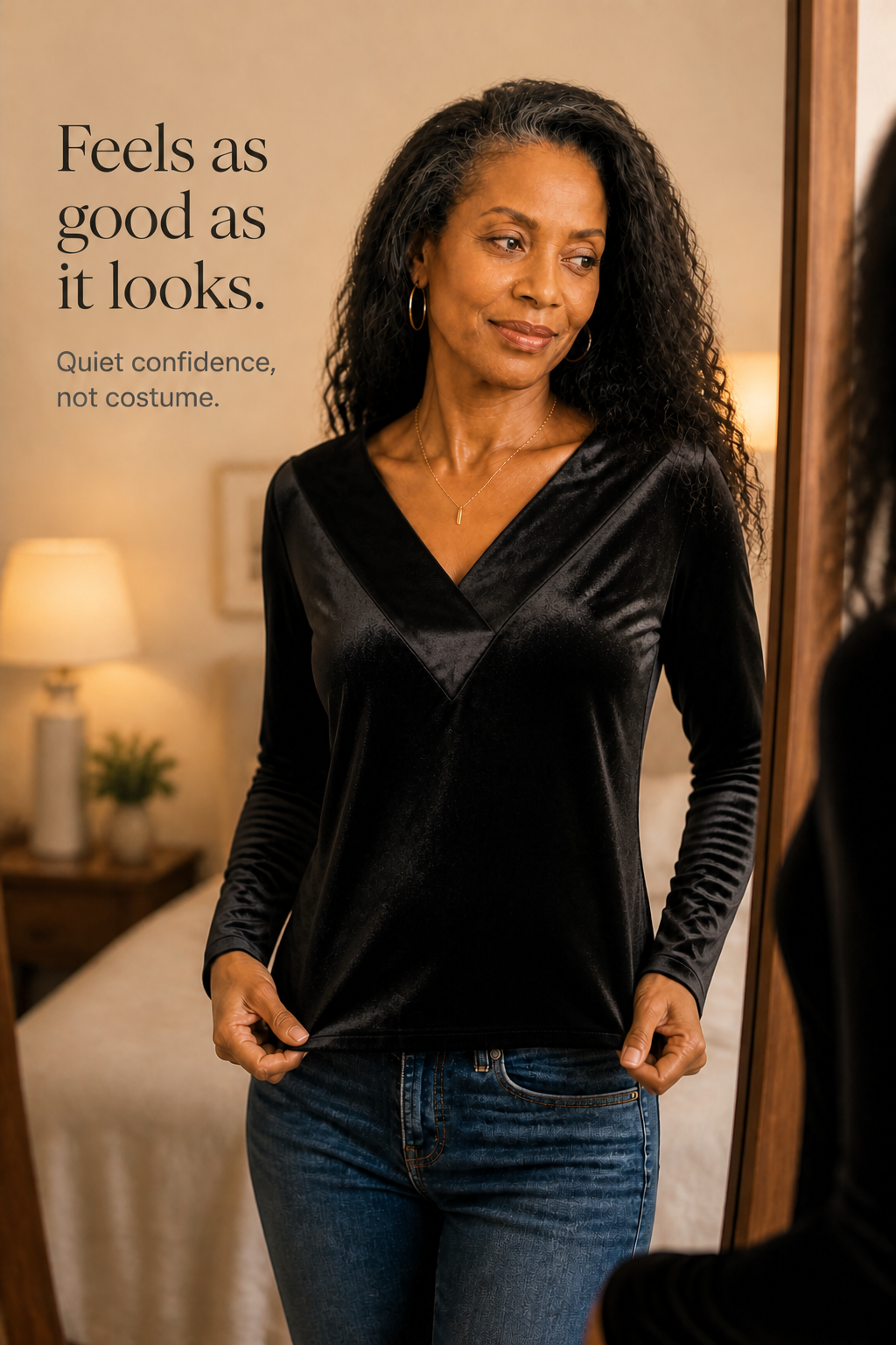 Shimmervelle – Top z dzianiny V-neck Shimmer