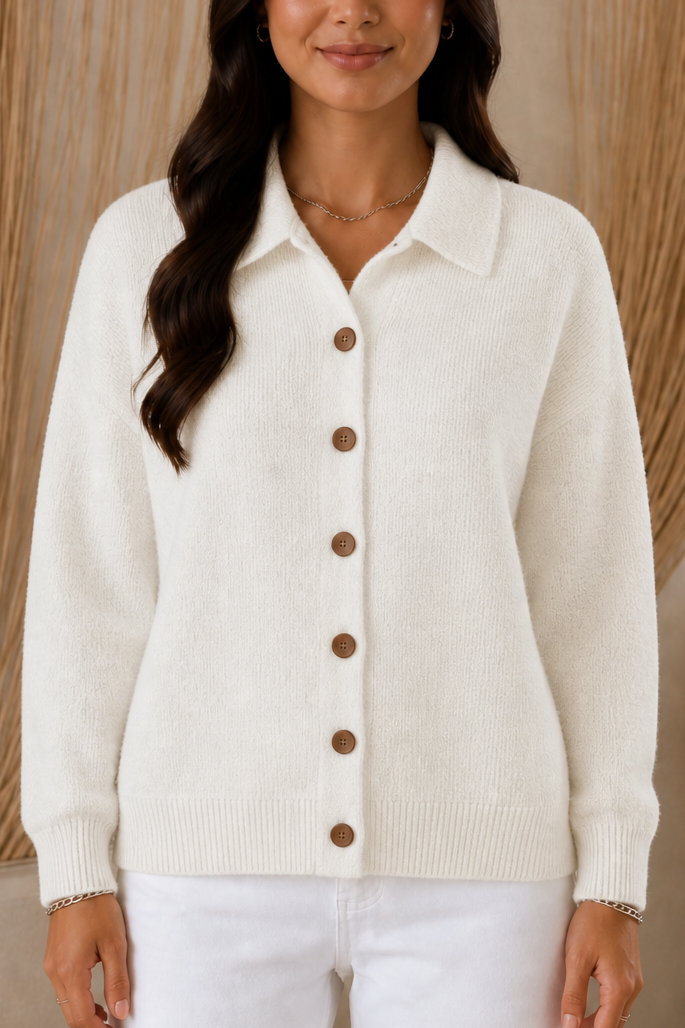 Softshirt – Sweter z kołnierzykiem i guzikiem