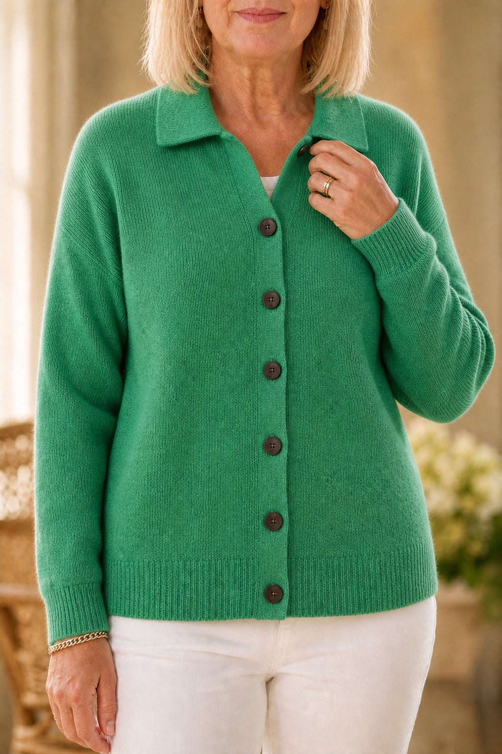Softshirt – Sweter z kołnierzykiem i guzikiem