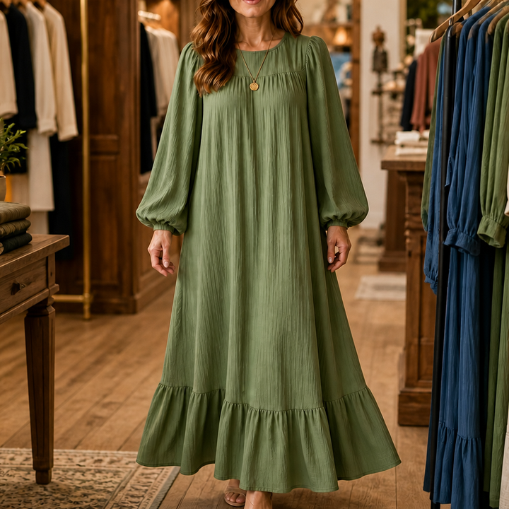 Wearbella – Oversized Biskupa Rękaw Boho Maxi Sukienka