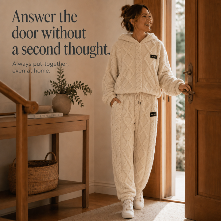 Cloudwarm – Zestaw z Kapturkiem i Spodniami w Wyglądzie Fleece