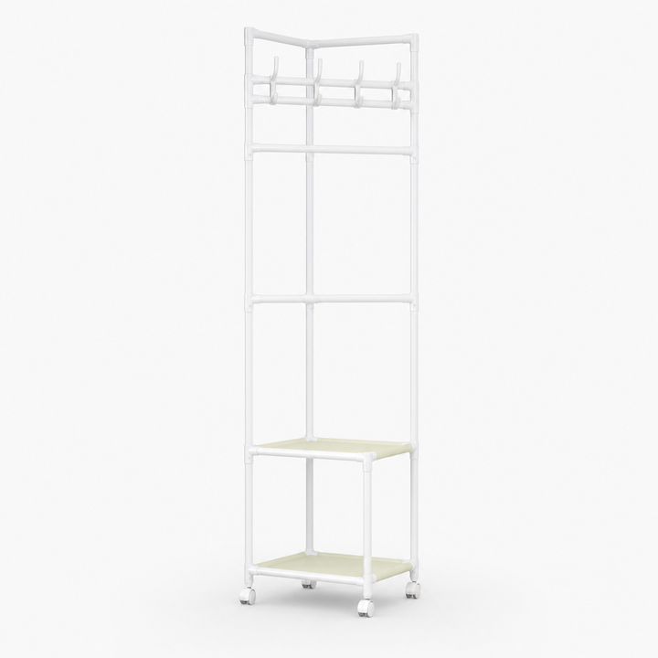 Nookstand – Stojak na ubrania oszczędzający miejsce z półką i hakami