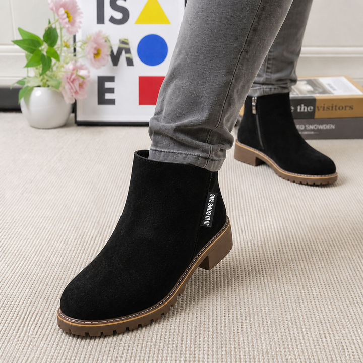 Wearbella – Zamszowe botki na kostkę z podszewką z sztucznego baranka