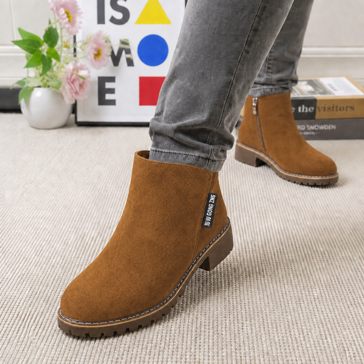 Wearbella – Zamszowe botki na kostkę z podszewką z sztucznego baranka