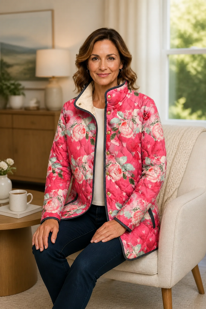 Wearbella – Kurtka Puchowa z Kwiatowym Wzorem