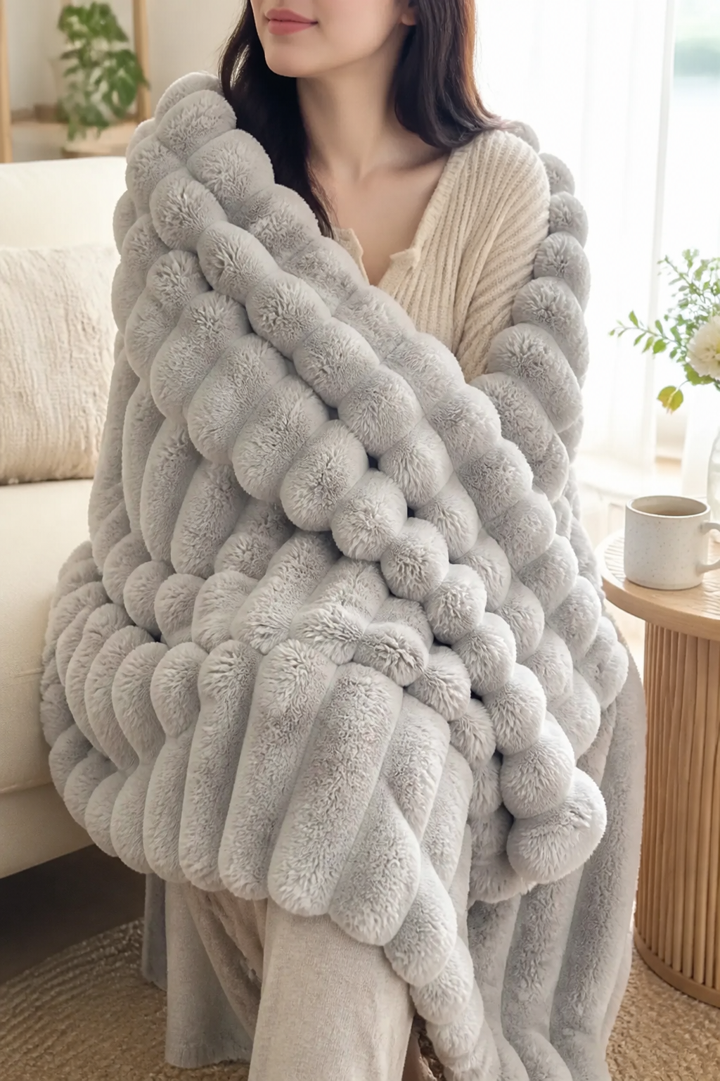 Plushwick – Dwustronny koc z króliczego pluszu w dwóch kolorach