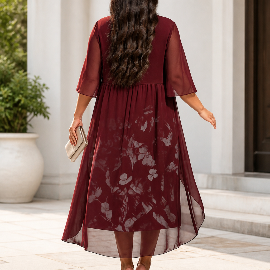 Wearbella – Sukienka z asymetrycznym dołem z chifonu w stylu faux dwuczęściowym