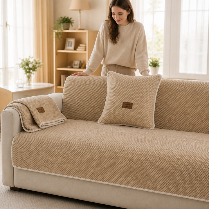Nestora – Modularny Pokrowiec na Sofę z Chenille, Antypoślizgowy