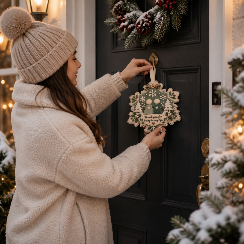 Heartfelt – Warstwowy filcowy ornament "Dziękuję"